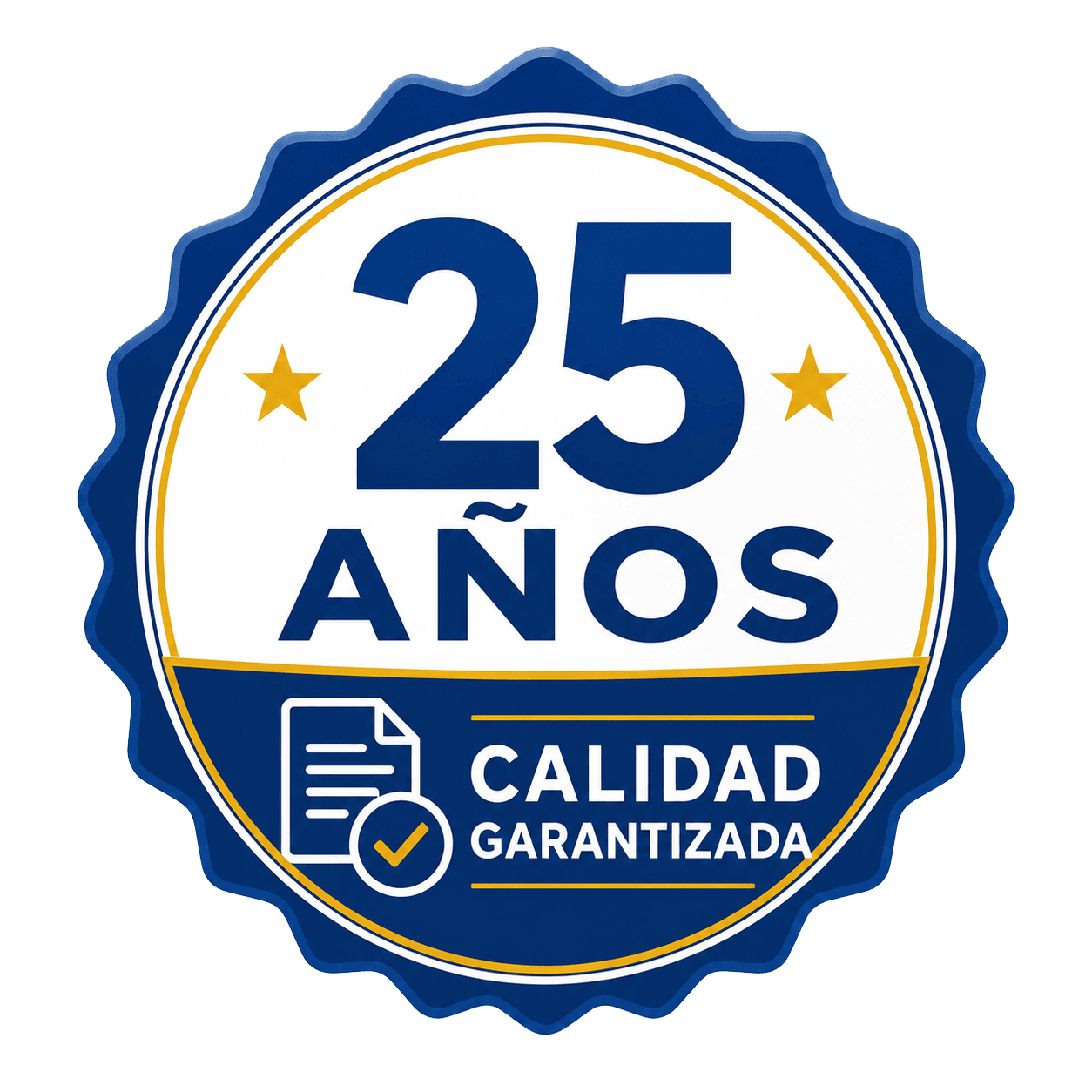 Sello de garantía de calidad de 25 años